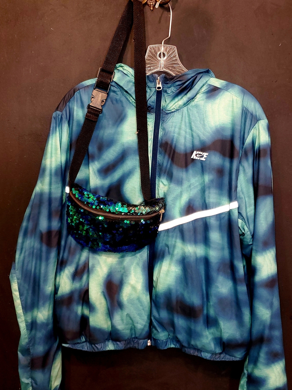 Nike Blue-Green Tie-Dye Hooded Windbreaker